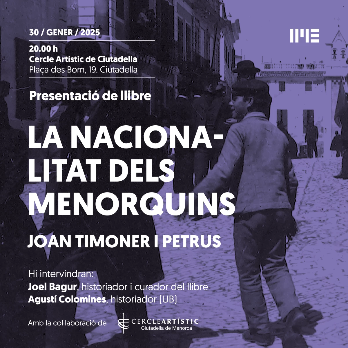 Imagen del evento Presentación del libro La nacionalidad de los menorquines. Artículos (1930-1932), de Joan Timoner