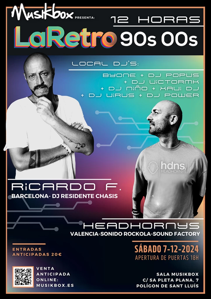 Imagen del evento La Retro 90´S 00´S – Ricardo F &#038; Headhorny´s